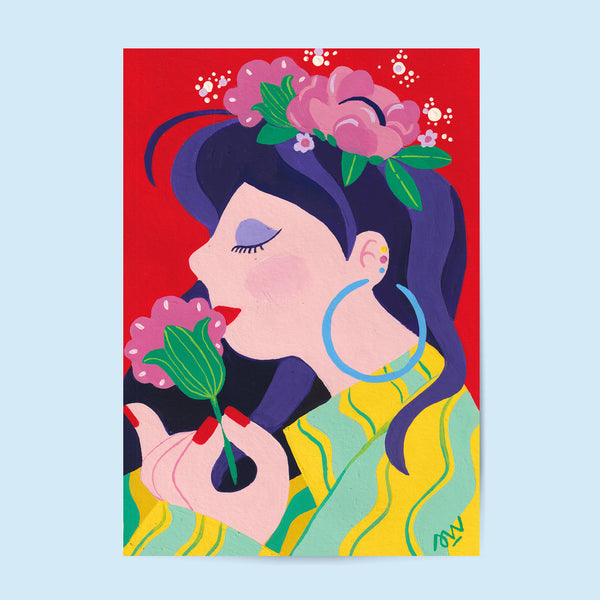 Tirage d'Art - Portrait Jeune Fille à la fleur