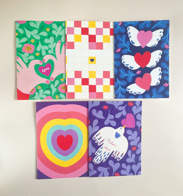 Pack 5 cartes pliées - Thème Amour 1