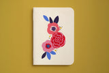Carnet de poche du coffret papeterie Floral, couverture crème ornée d'un bouquet de roses