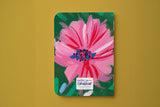Dos du carnet de poche du pack guépard fleuri, grande fleur rose peinte et signature Hello couleur