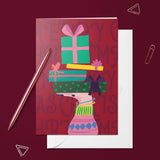 Carte Pliée - Carte de vœux "Cadeaux en cascade"