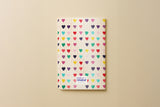Carnet Champ de cœur du grand pack Danse des courbes, couverture semée de cœurs multicolores