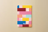 Dos du carnet géométrique du trio papeterie coloré, aplats de couleur et signature Hello couleur