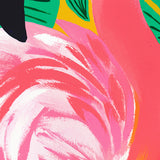 Détail du tirage d'art Flamant rose : les plumes roses peintes en larges touches