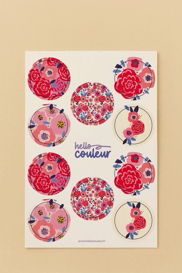 Sticker Floral – planche de 10 stickers