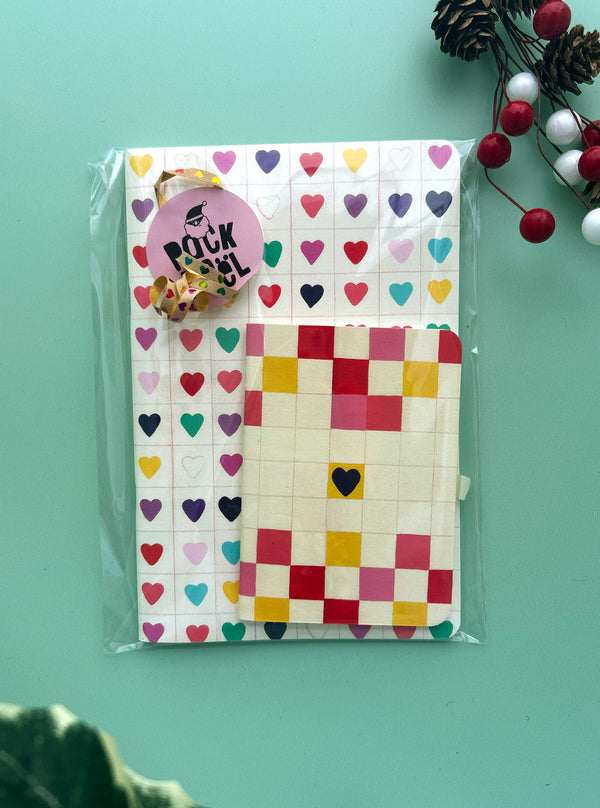Pack 2 carnets - Champ de coeur / Damier coeur