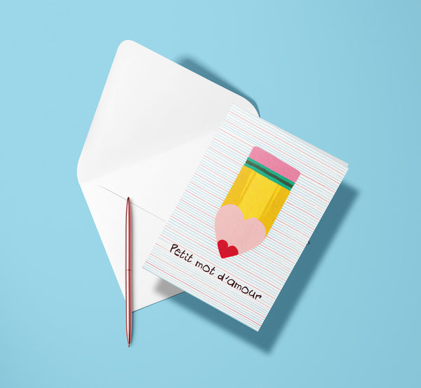 Carte pliée – Petit mot d’amour