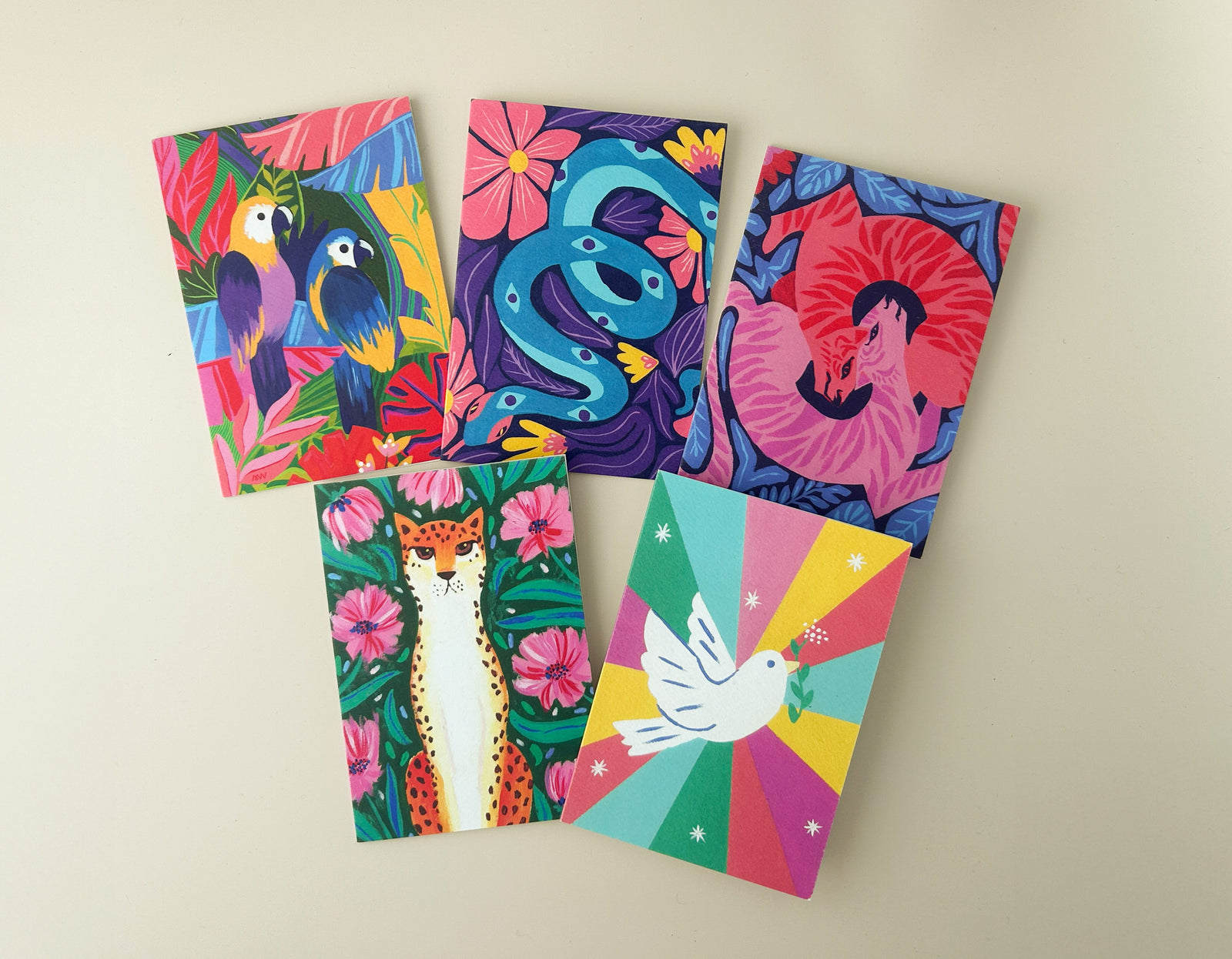 Pack 5 cartes pliées - Thème Animaux
