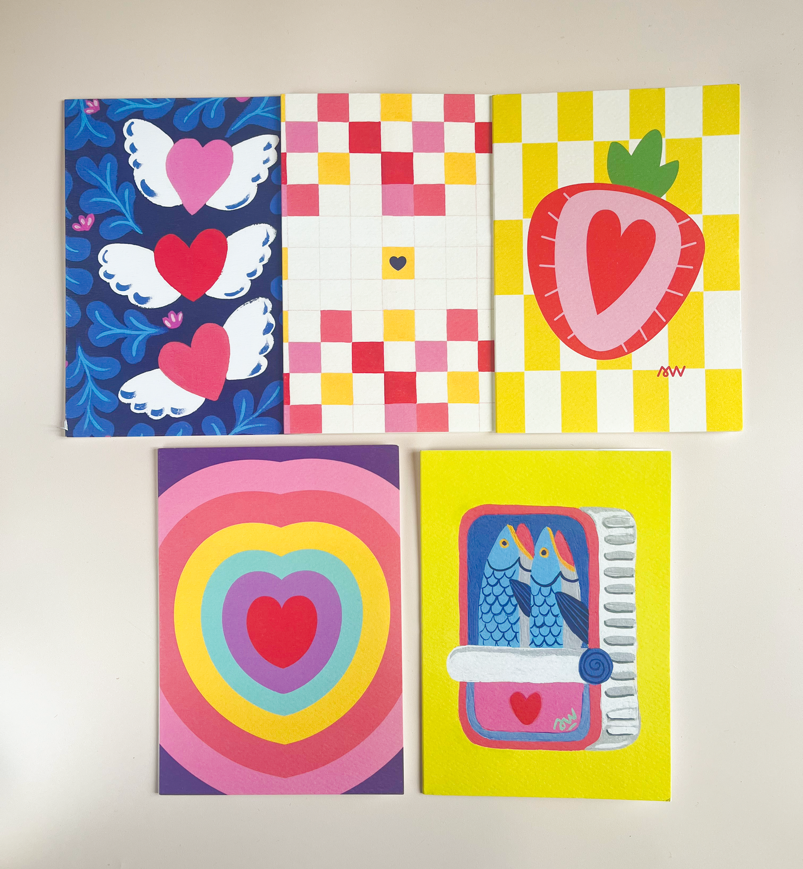 Pack 5 cartes pliées - Thème Amour 3