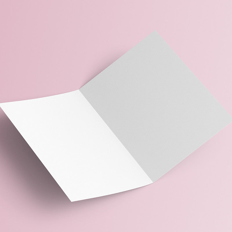 Carte pliée Trompette fleurie dépliée, montrant ses deux pages intérieures blanches