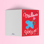 Carte pliée illustrée - Meilleurs Vœux rouge