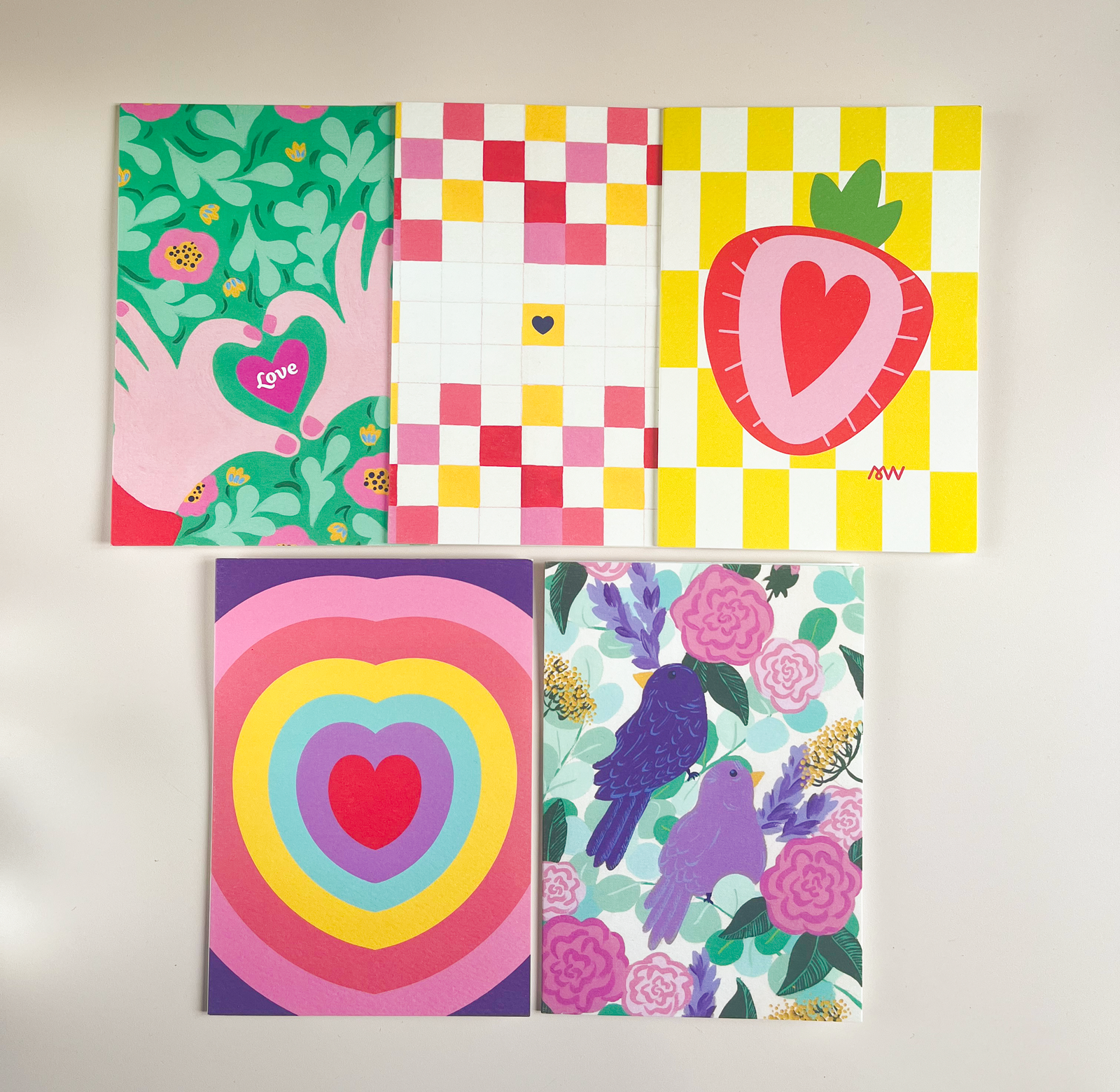 Pack 5 cartes pliées - Thème Amour 2