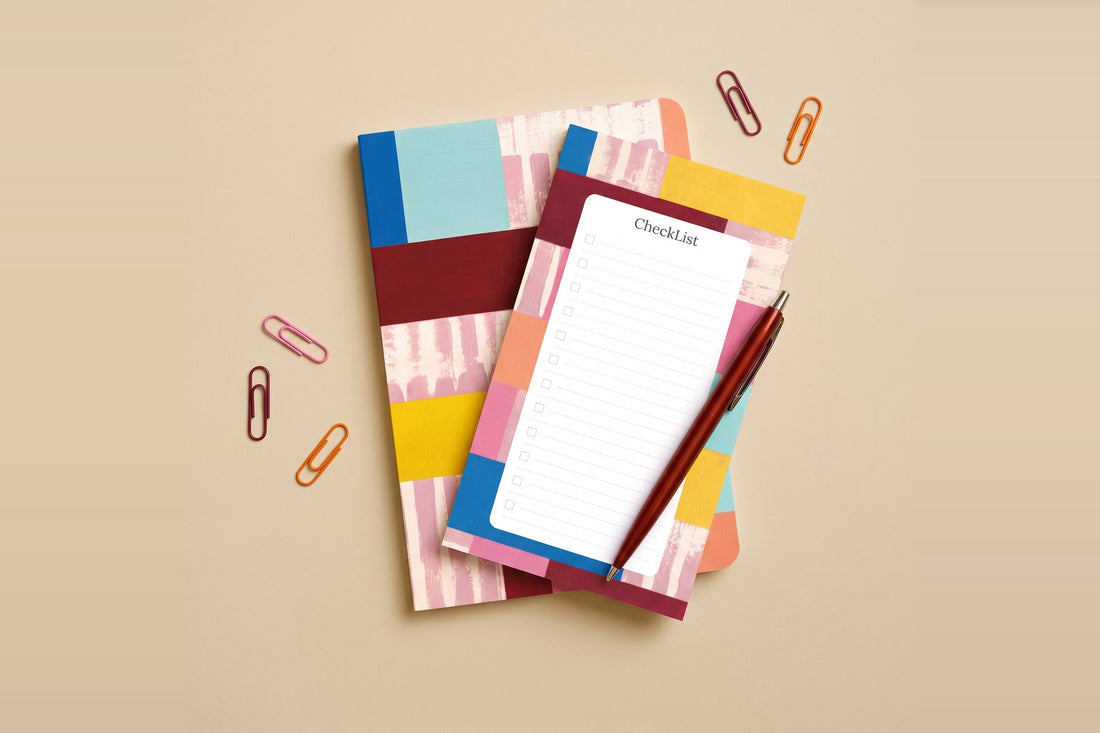 Pack Mondrian : carnet A5 et bloc-notes to do list illustrés Hello couleur